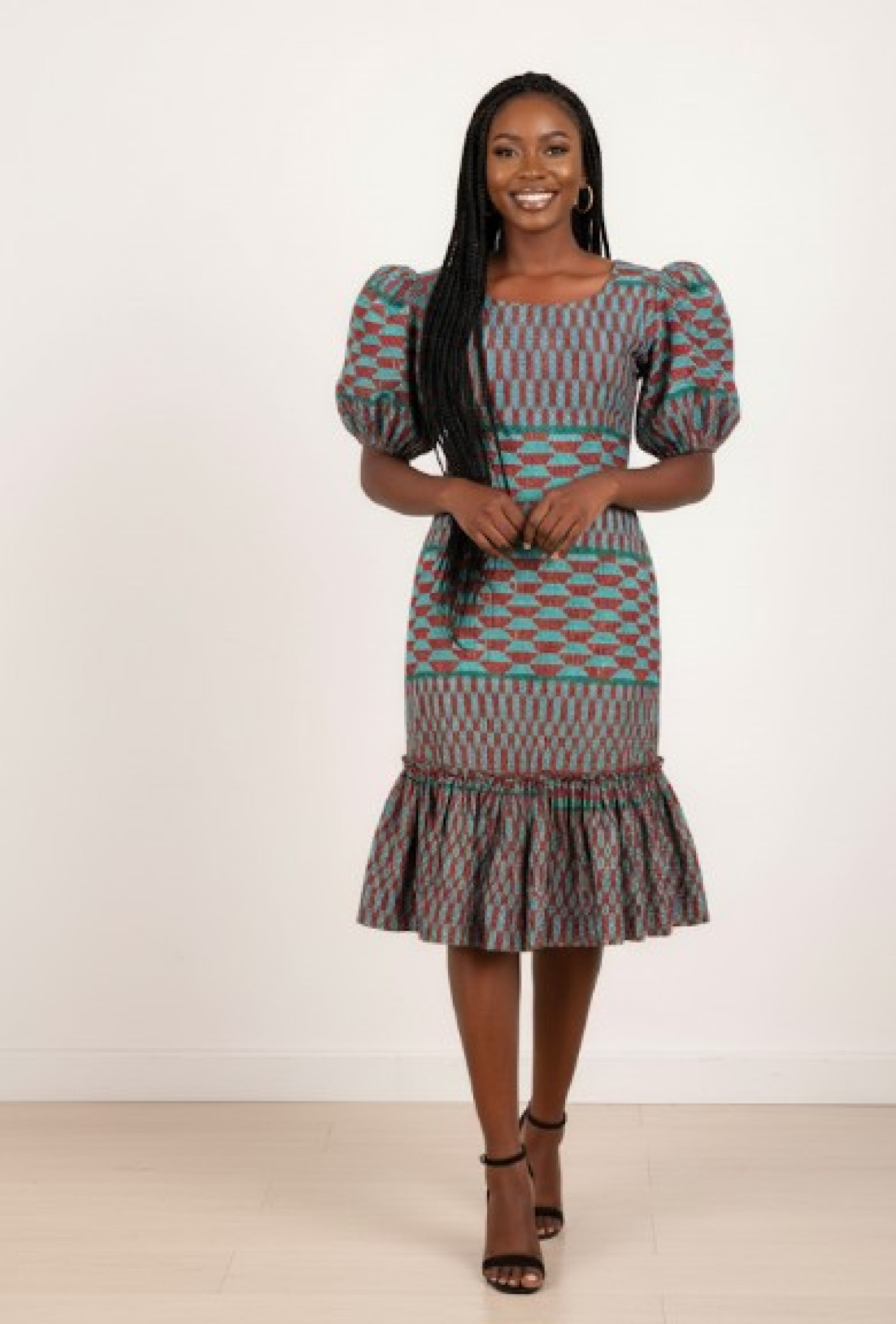  Adwoa Ruffle-Hem Midi Dress