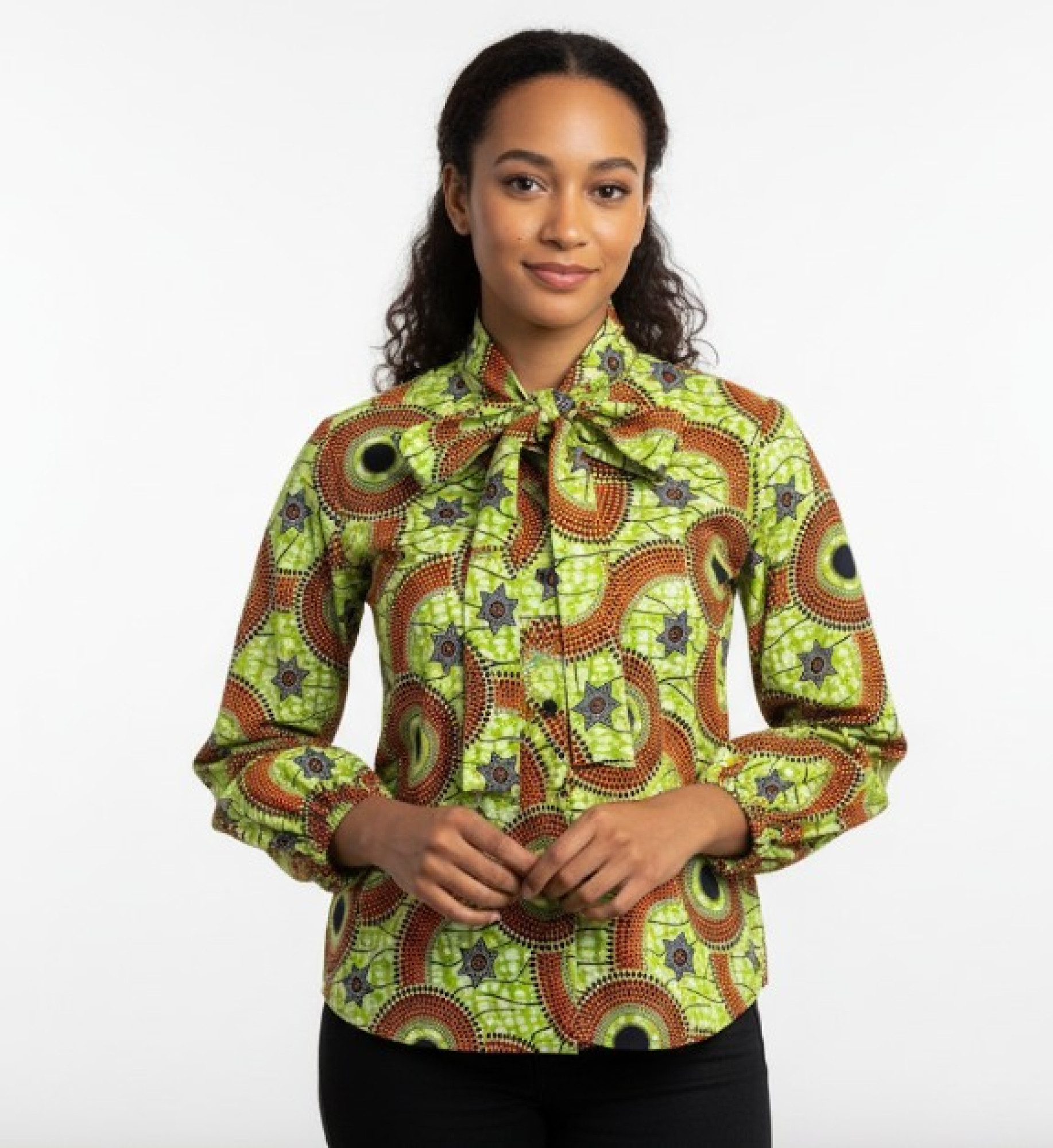  Kente Tie-Neck Blouse