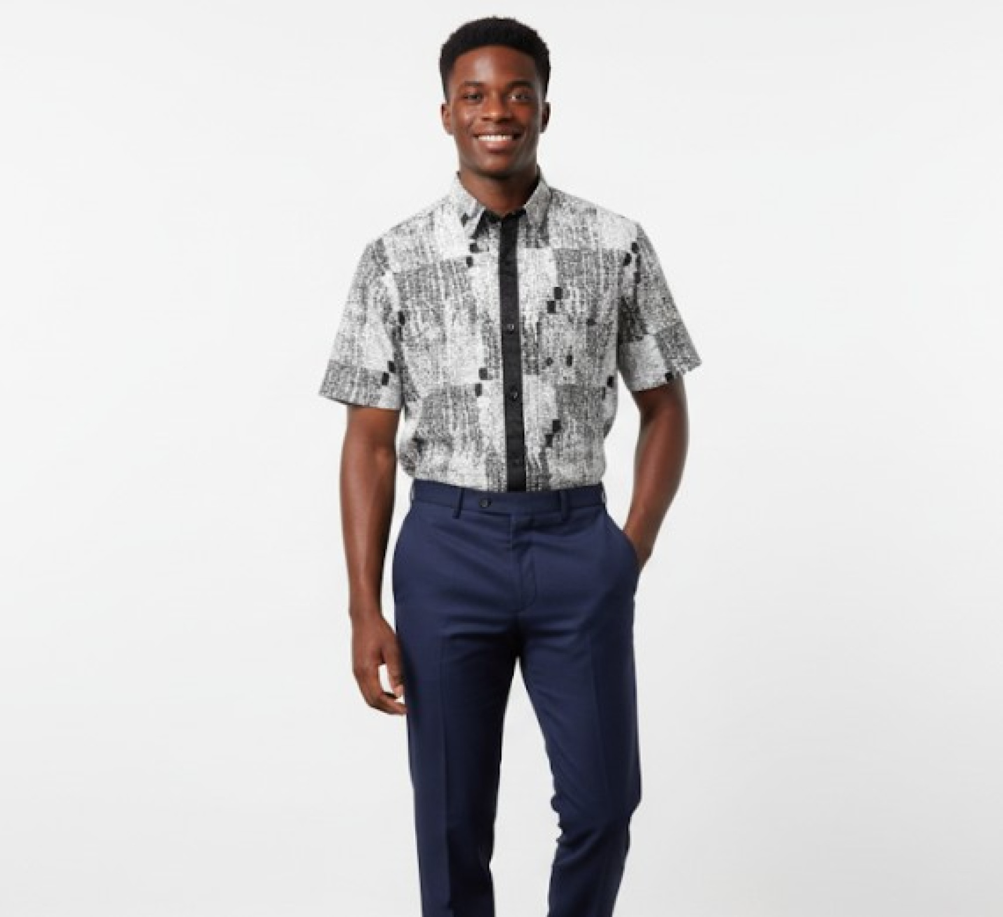  Urban Grid Textured Short Sleeve Shirt