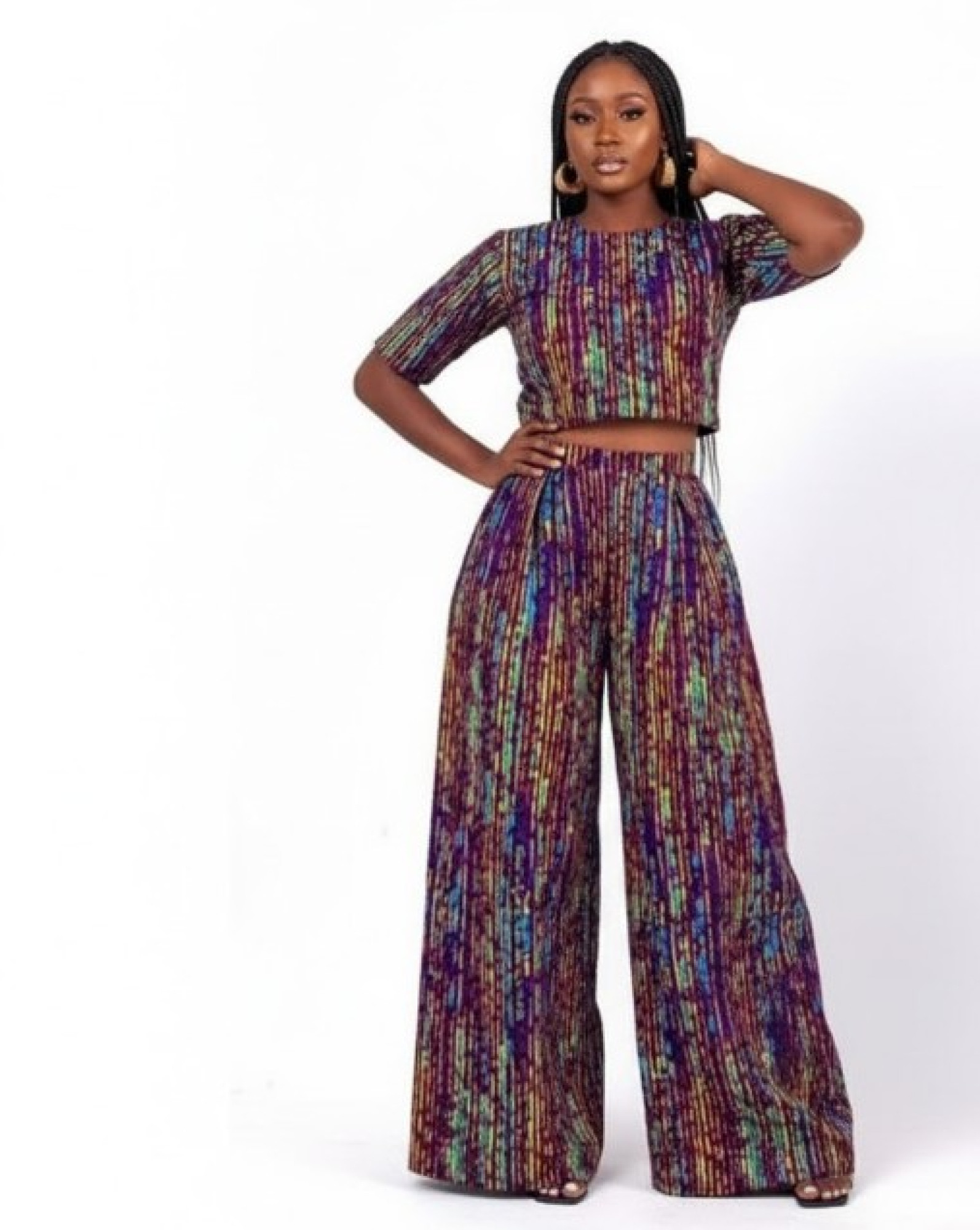 Ankara Crop Top and Wide-Leg Pants Set