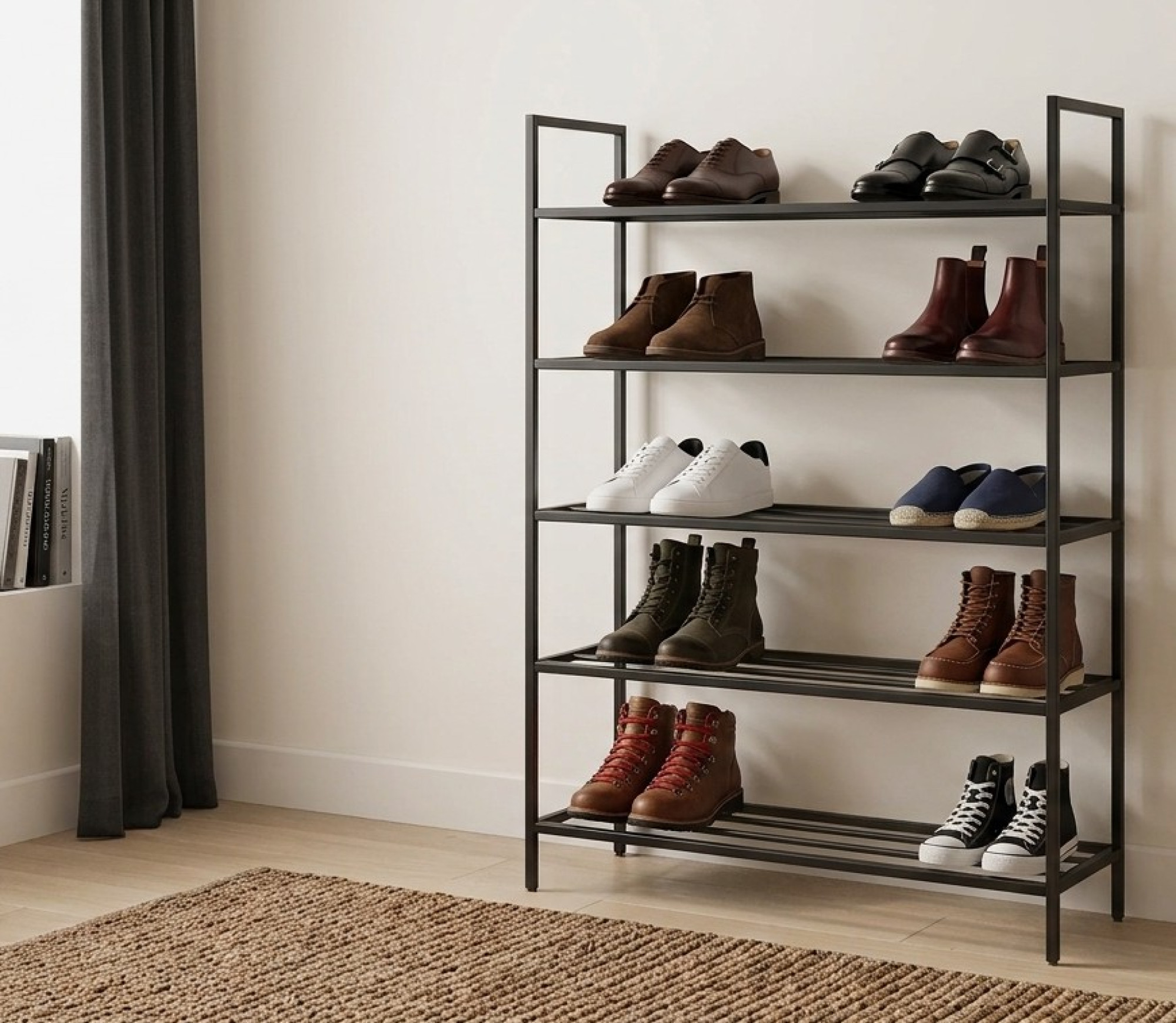 Monarch 5-Tier Shoe Rack – Matte Black