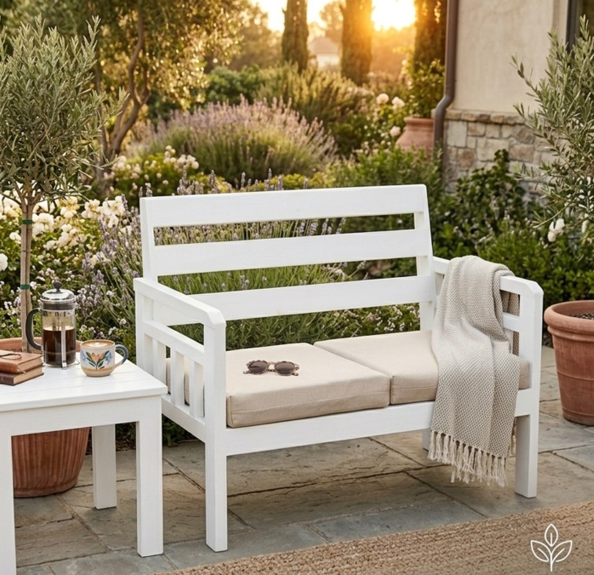 Slatted Wooden Loveseat